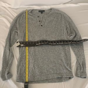 Banana Republic Linen-Wool-Cashmere Blend Henley Sweater, Gray